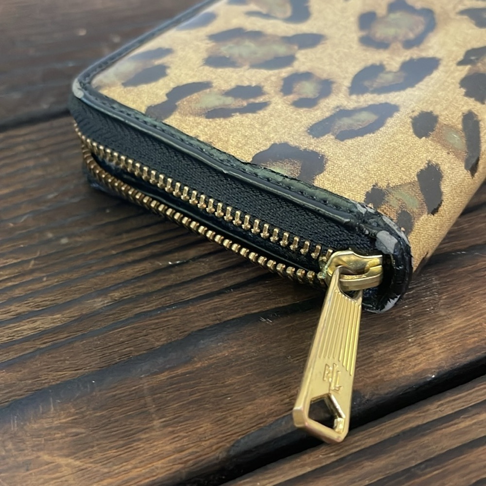 Lauren Ralph Lauren Leopard Print Zip Wallet with Gold Accents - Picture 4 of 5